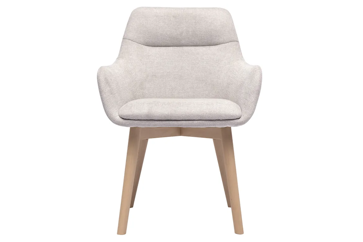 Chaises en tissu effet velours texturé beige et bois clair (lot de 2) ALESS