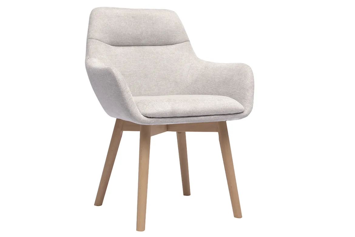 Chaises en tissu effet velours texturé beige et bois clair (lot de 2) ALESS