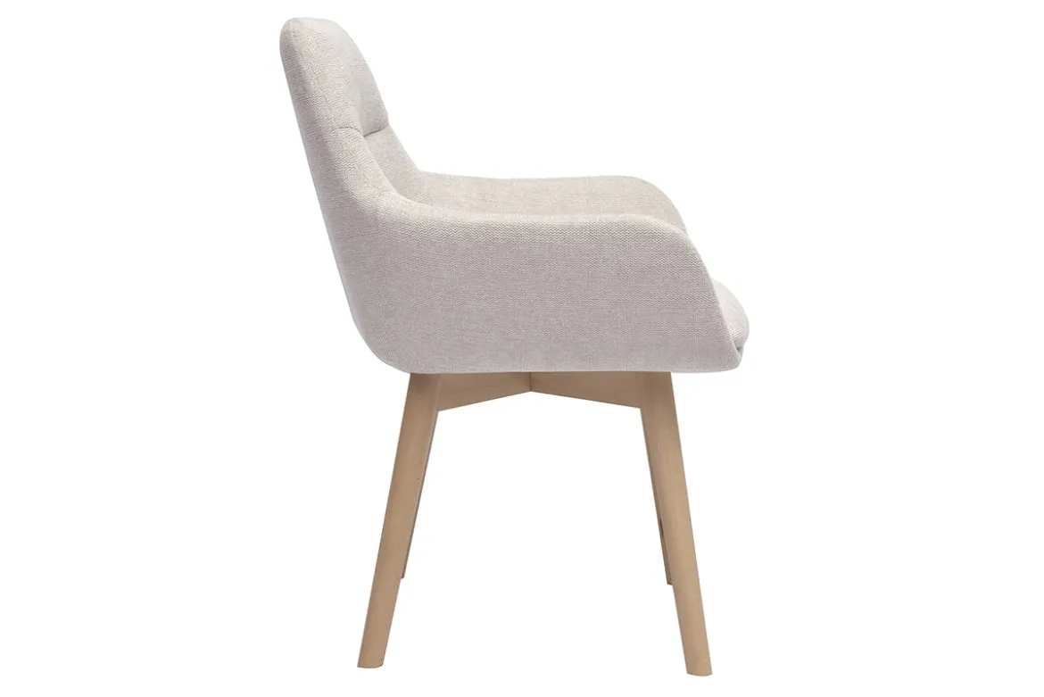 Chaises en tissu effet velours texturé beige et bois clair (lot de 2) ALESS