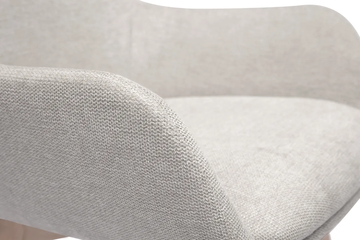 Chaises en tissu effet velours texturé beige et bois clair (lot de 2) ALESS