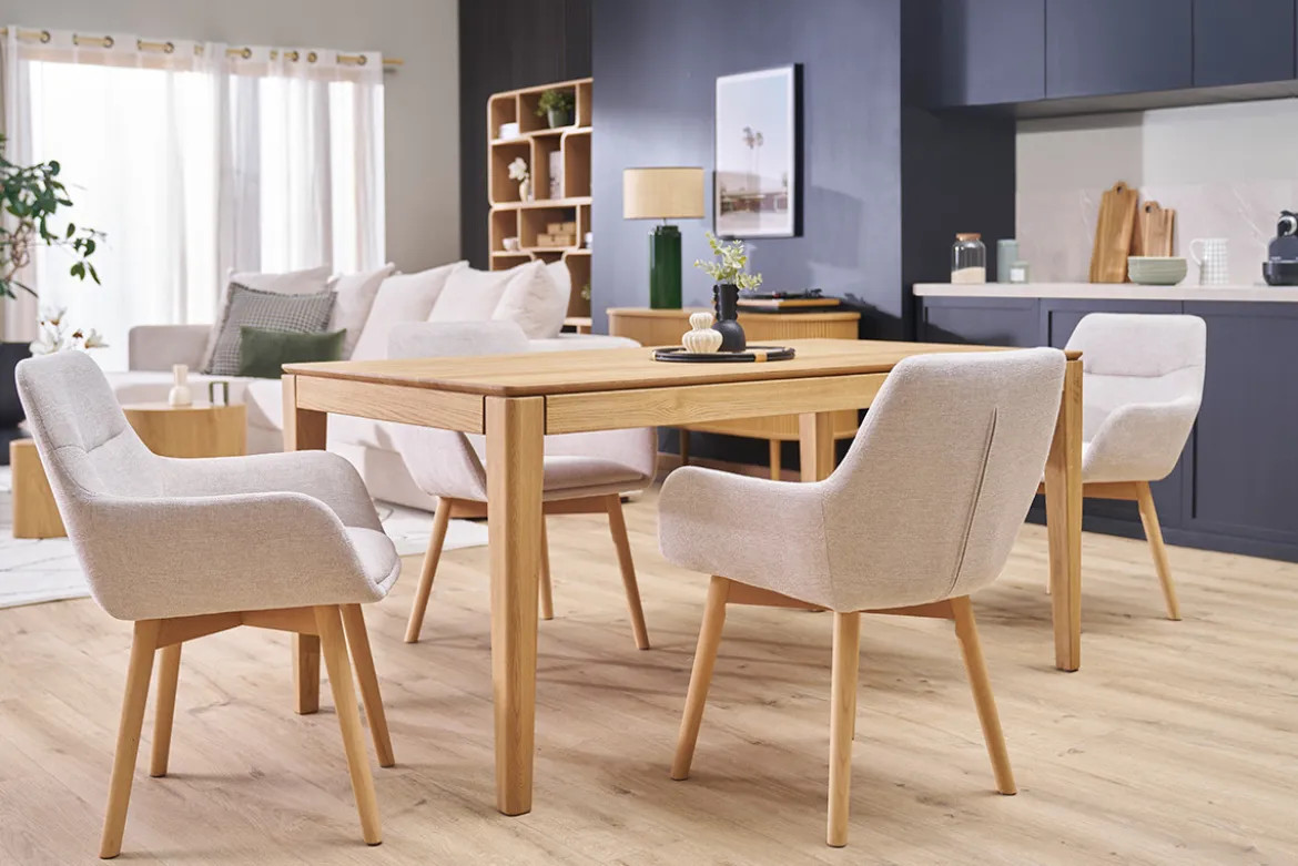 Chaises en tissu effet velours texturé beige et bois clair (lot de 2) ALESS