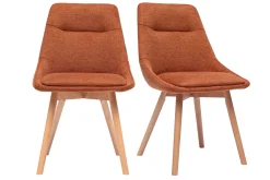Chaises en tissu effet velours texturé terre brûlée et bois clair (lot de 2) ALESS