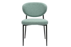 Chaises en tissu effet velours texturé vert céladon et métal noir (lot de 2) BREKA