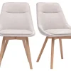 Chaises en tissu effet velours texturé beige et bois clair (lot de 2) ALESS