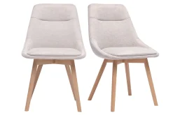 Chaises en tissu effet velours texturé beige et bois clair (lot de 2) ALESS