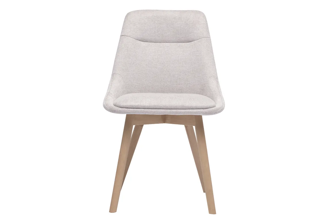 Chaises en tissu effet velours texturé beige et bois clair (lot de 2) ALESS
