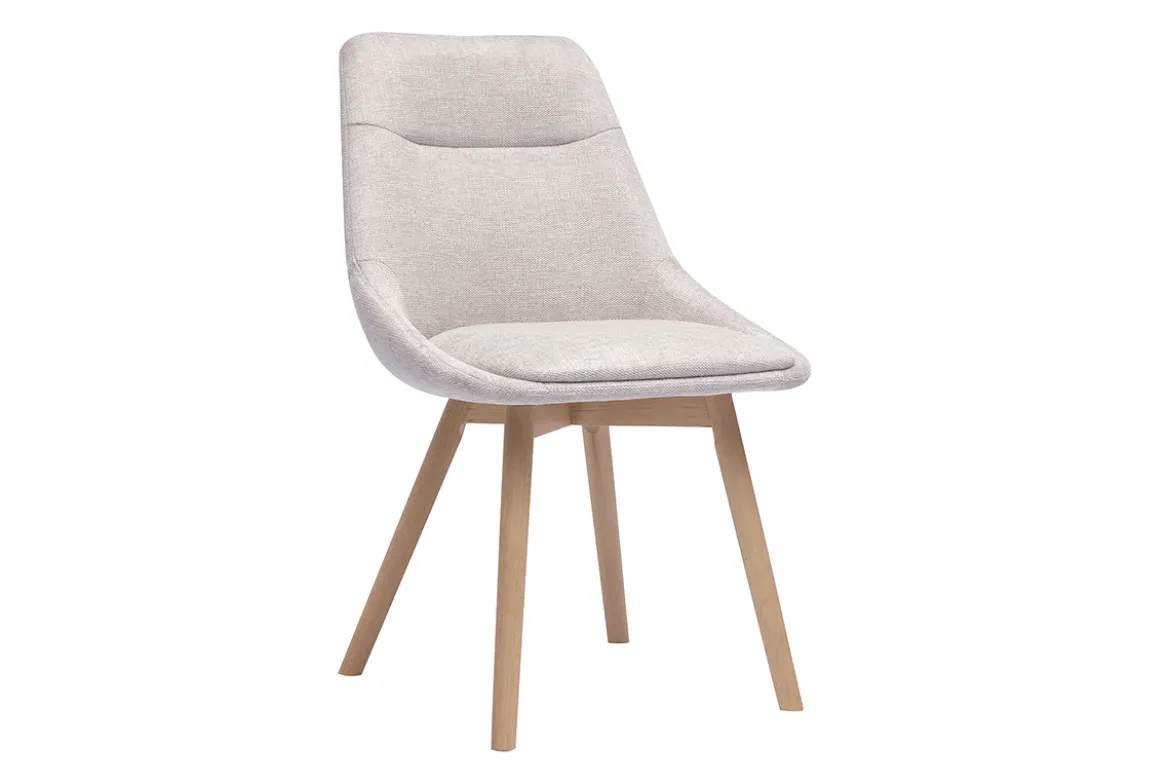 Chaises en tissu effet velours texturé beige et bois clair (lot de 2) ALESS