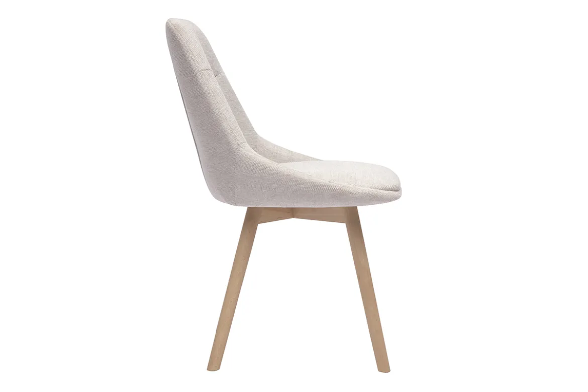 Chaises en tissu effet velours texturé beige et bois clair (lot de 2) ALESS