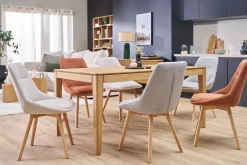 Chaises en tissu effet velours texturé beige et bois clair (lot de 2) ALESS