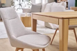 Chaises en tissu effet velours texturé beige et bois clair (lot de 2) ALESS