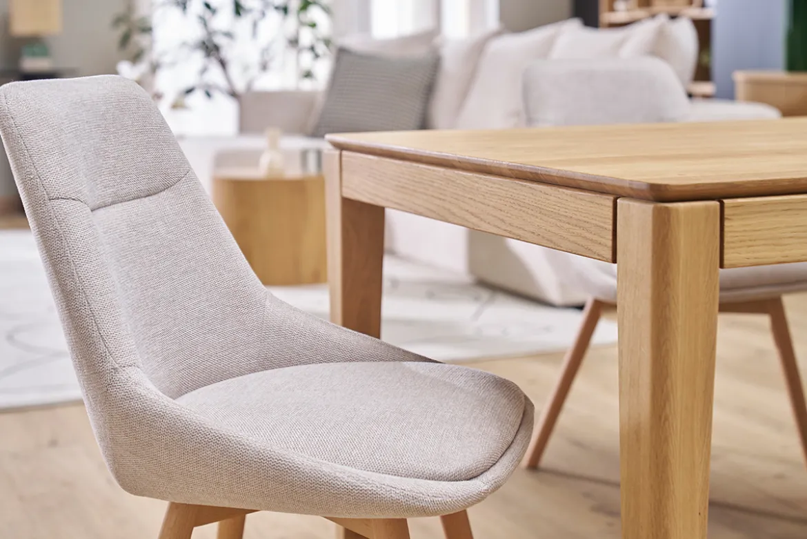 Chaises en tissu effet velours texturé beige et bois clair (lot de 2) ALESS