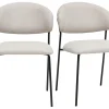Chaises en tissu effet velours texturé beige et métal noir (lot de 2) BENTA