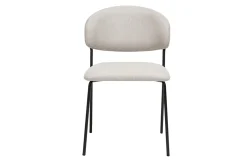 Chaises en tissu effet velours texturé beige et métal noir (lot de 2) BENTA