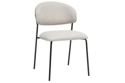 Chaises en tissu effet velours texturé beige et métal noir (lot de 2) BENTA