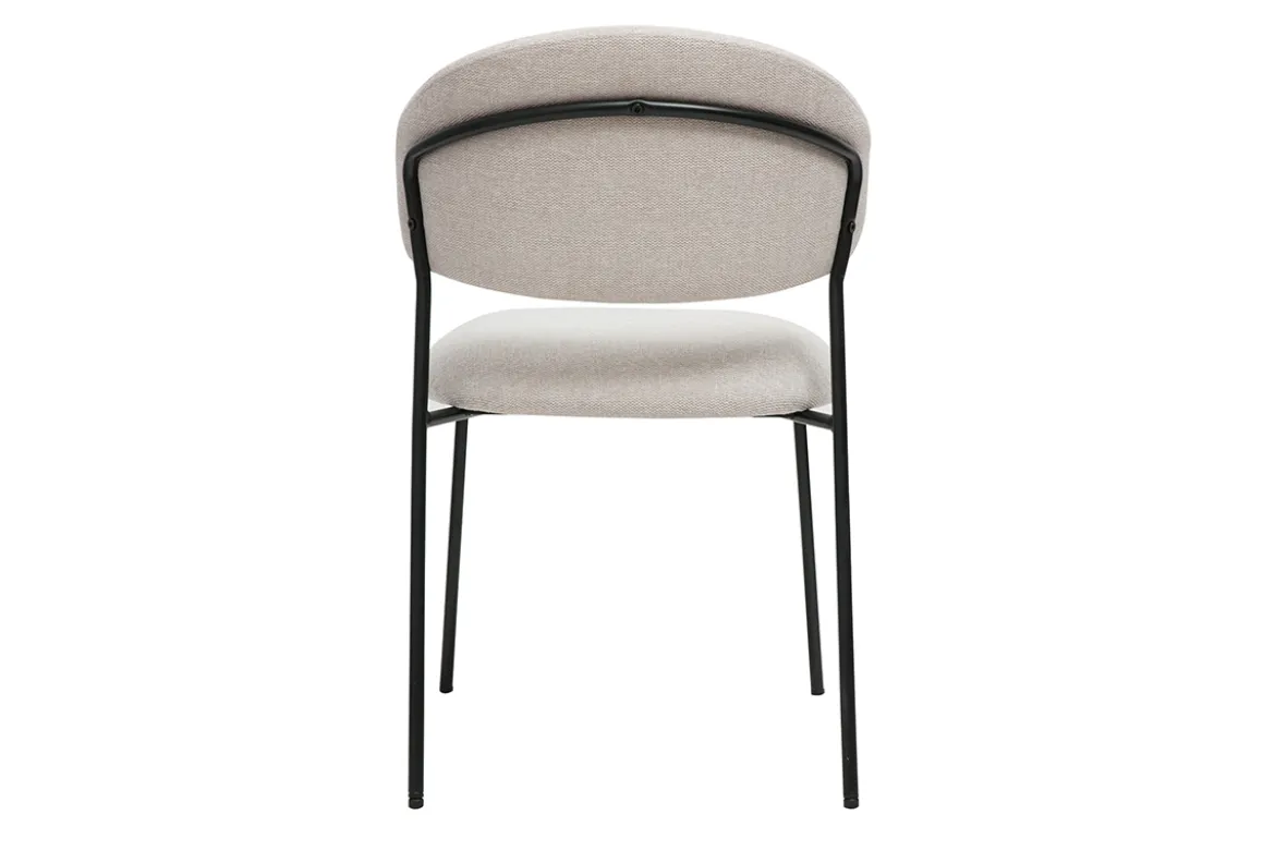 Chaises en tissu effet velours texturé beige et métal noir (lot de 2) BENTA