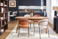 Chaises en tissu effet velours texturé beige et métal noir (lot de 2) BENTA