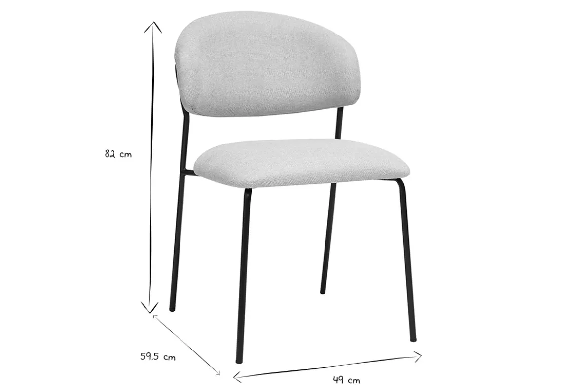 Chaises en tissu effet velours texturé beige et métal noir (lot de 2) BENTA