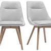 Chaises en tissu effet velours texturé gris clair et bois clair (lot de 2) ALESS