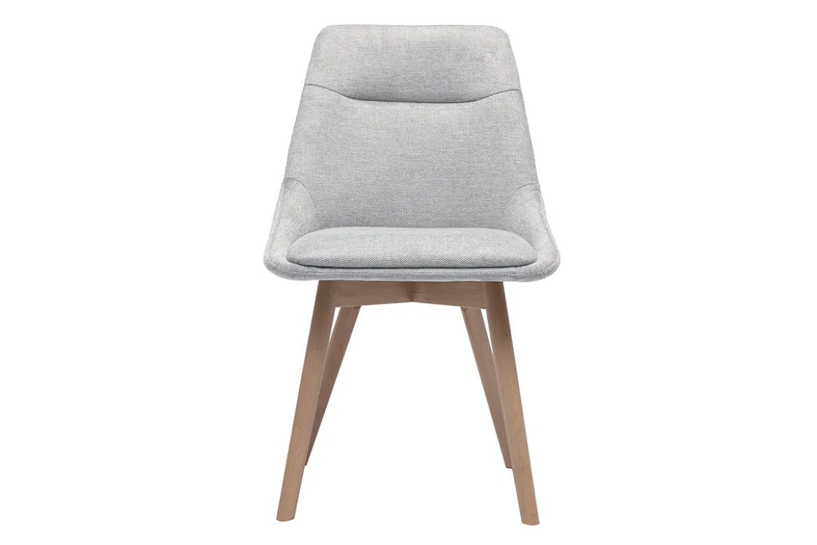 Chaises en tissu effet velours texturé gris clair et bois clair (lot de 2) ALESS