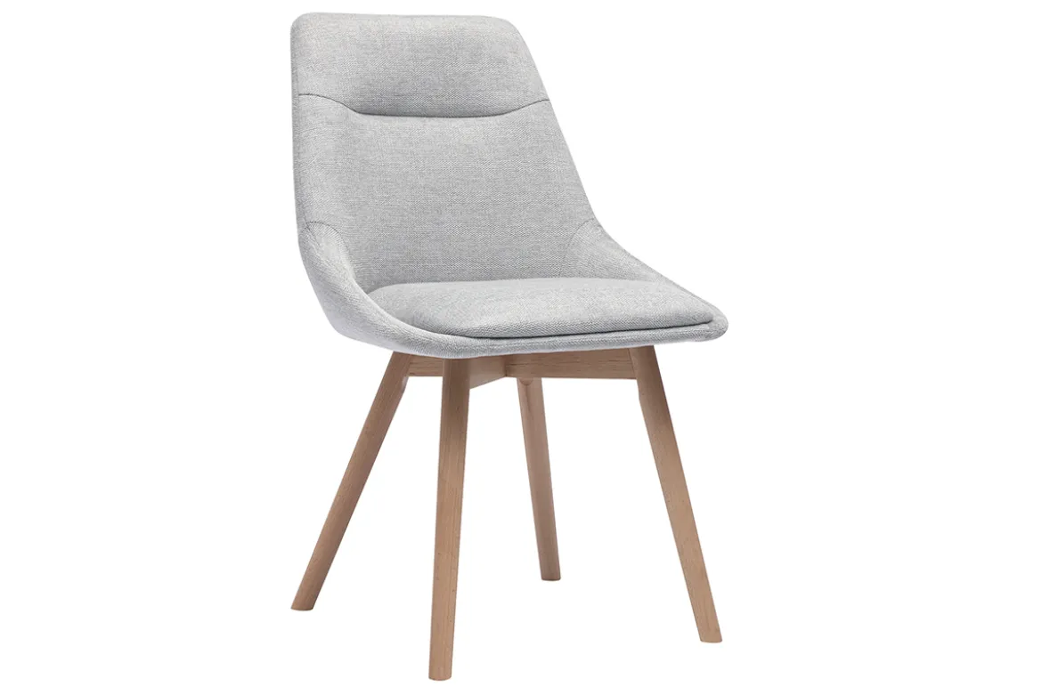Chaises en tissu effet velours texturé gris clair et bois clair (lot de 2) ALESS