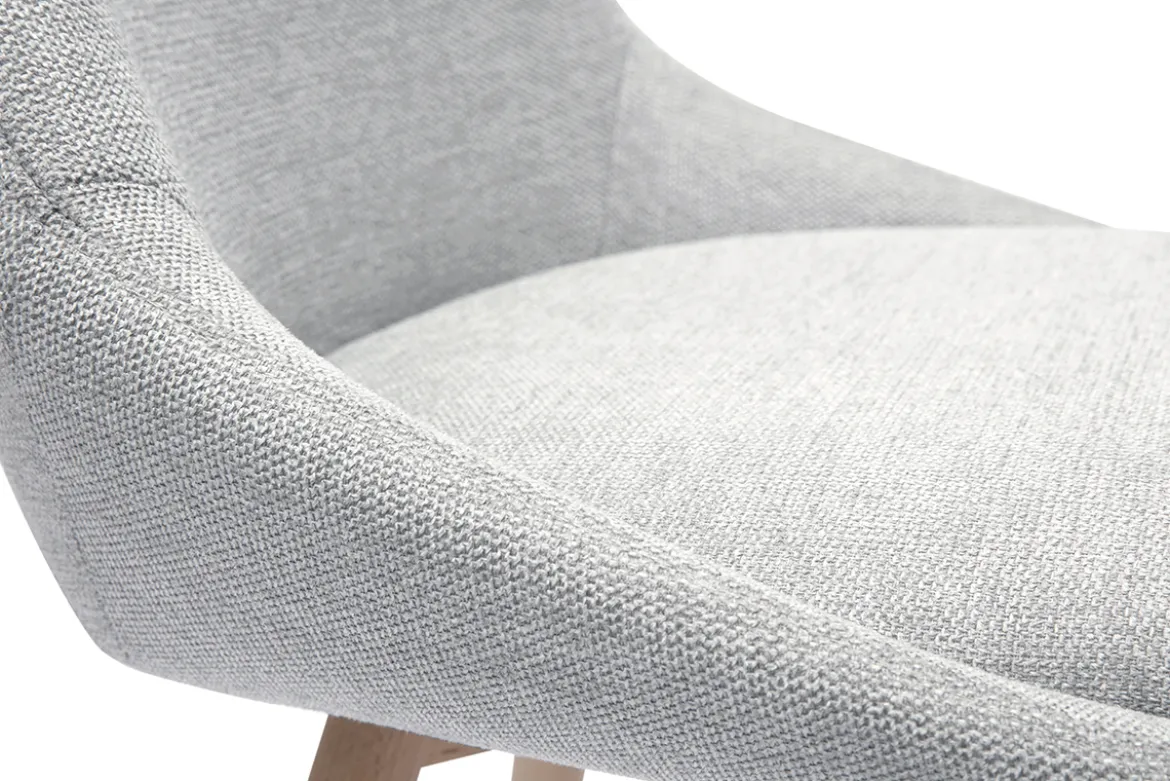 Chaises en tissu effet velours texturé gris clair et bois clair (lot de 2) ALESS