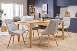 Chaises en tissu effet velours texturé gris clair et bois clair (lot de 2) ALESS