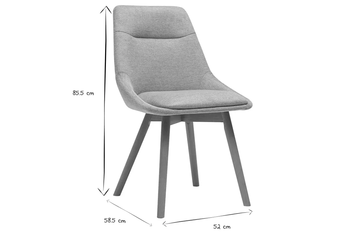 Chaises en tissu effet velours texturé gris clair et bois clair (lot de 2) ALESS