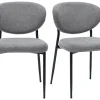 Chaises en tissu effet velours texturé gris et métal noir (lot de 2) BREKA