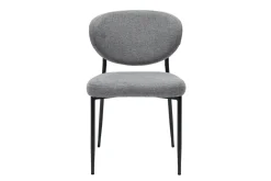 Chaises en tissu effet velours texturé gris et métal noir (lot de 2) BREKA