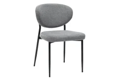 Chaises en tissu effet velours texturé gris et métal noir (lot de 2) BREKA