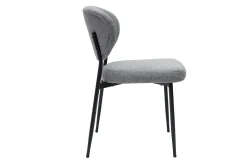 Chaises en tissu effet velours texturé gris et métal noir (lot de 2) BREKA