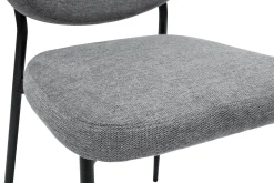 Chaises en tissu effet velours texturé gris et métal noir (lot de 2) BREKA