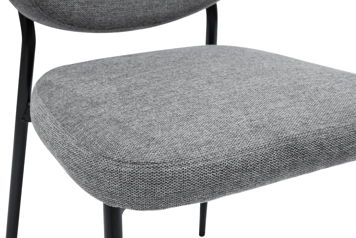 Chaises en tissu effet velours texturé gris et métal noir (lot de 2) BREKA