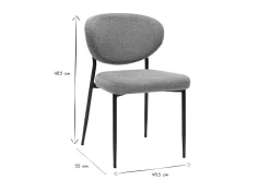 Chaises en tissu effet velours texturé gris et métal noir (lot de 2) BREKA