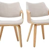 Chaises en tissu effet velours texturé beige et bois clair (lot de 2) SEVAN