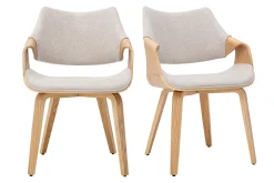 Chaises en tissu effet velours texturé beige et bois clair (lot de 2) SEVAN