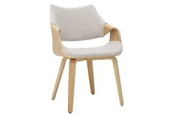 Chaises en tissu effet velours texturé beige et bois clair (lot de 2) SEVAN