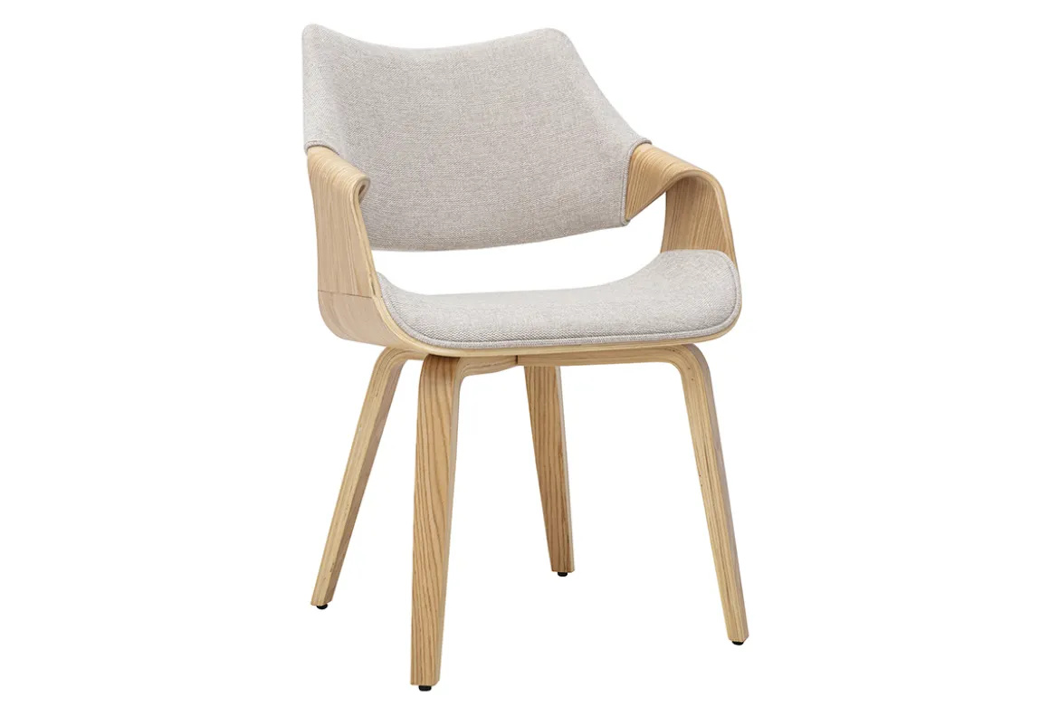 Chaises en tissu effet velours texturé beige et bois clair (lot de 2) SEVAN