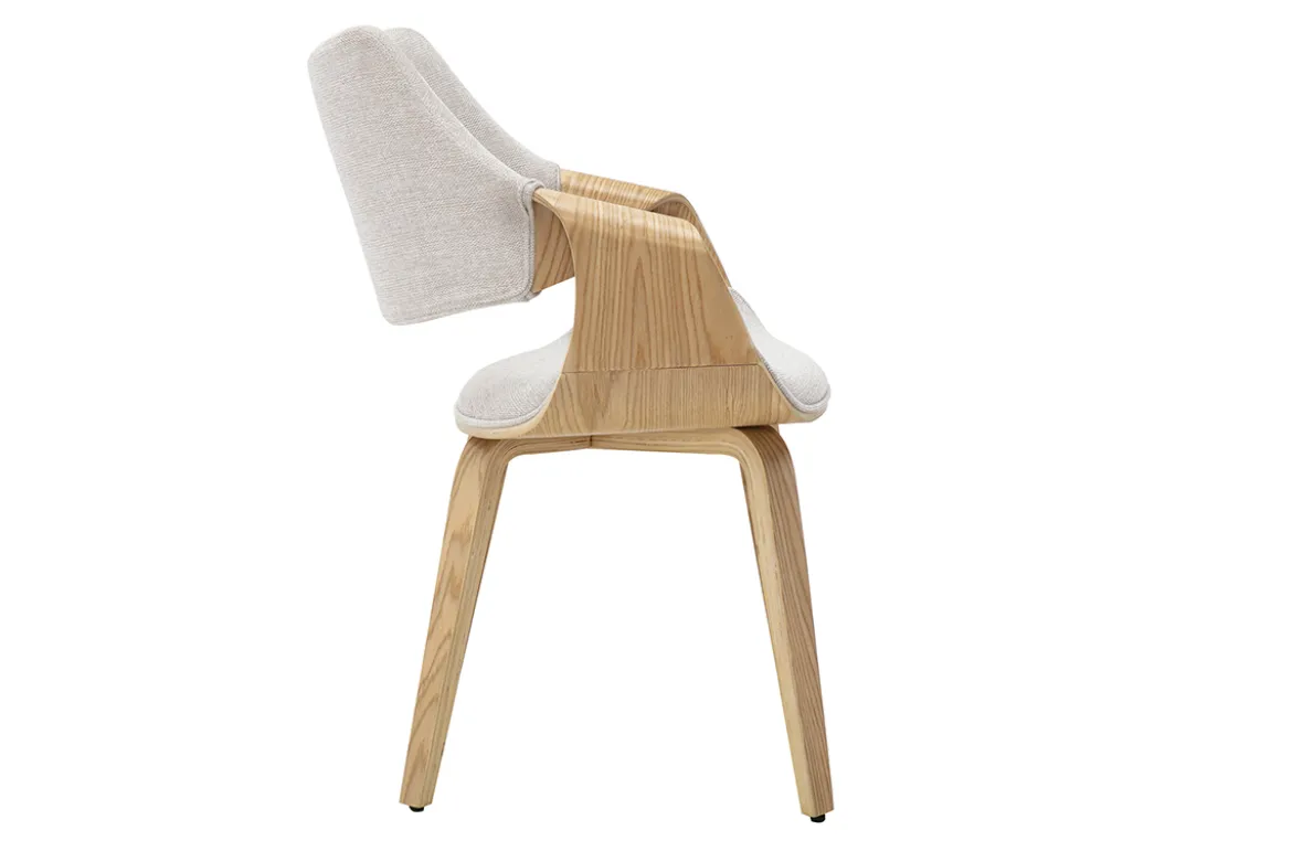 Chaises en tissu effet velours texturé beige et bois clair (lot de 2) SEVAN