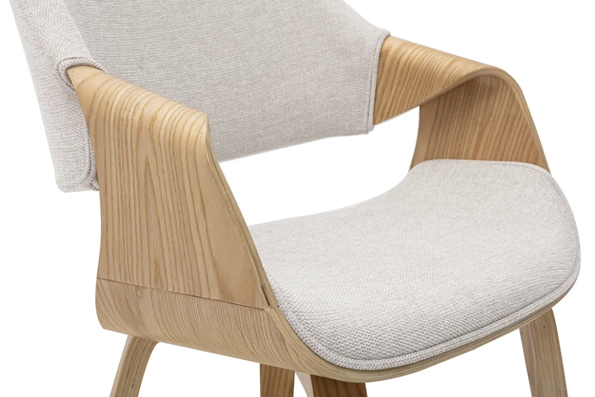 Chaises en tissu effet velours texturé beige et bois clair (lot de 2) SEVAN