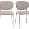 Chaises en tissu effet velours taupe et métal chromé (lot de 2) BREKA
