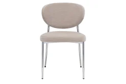 Chaises en tissu effet velours taupe et métal chromé (lot de 2) BREKA