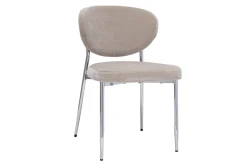 Chaises en tissu effet velours taupe et métal chromé (lot de 2) BREKA