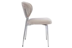Chaises en tissu effet velours taupe et métal chromé (lot de 2) BREKA