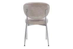 Chaises en tissu effet velours taupe et métal chromé (lot de 2) BREKA