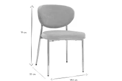 Chaises en tissu effet velours taupe et métal chromé (lot de 2) BREKA