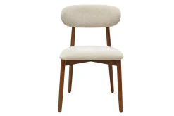 Chaises en tissu effet velours texturé beige et bois foncé noyer (lot de 2) SIAME