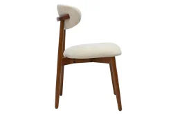Chaises en tissu effet velours texturé beige et bois foncé noyer (lot de 2) SIAME