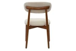 Chaises en tissu effet velours texturé beige et bois foncé noyer (lot de 2) SIAME
