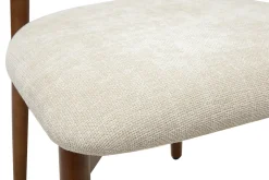 Chaises en tissu effet velours texturé beige et bois foncé noyer (lot de 2) SIAME